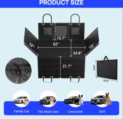 Pawvilion Waterproof Hammock Dog Car Back Seat Cover, Black, Medium slide 2 of 8