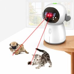 FUUFOME Interactive Automatic USB Rechargeable Motion-Activated Chase Dual Laser Beams Electronic Lasers Cat Toy, White
