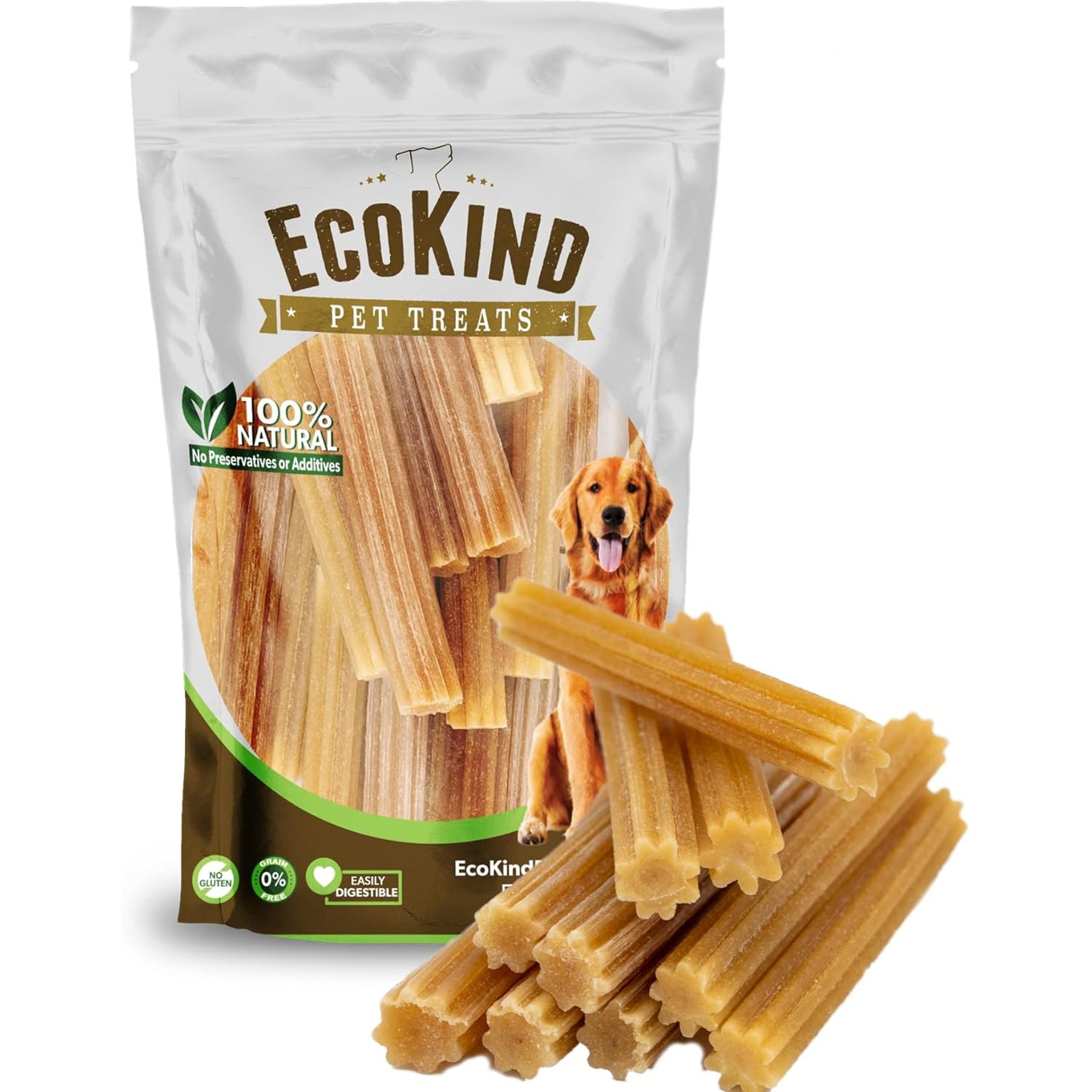 EcoKind Pet Treats Premium Gold Chicken Flavored Churro Dog Chews, 10 count