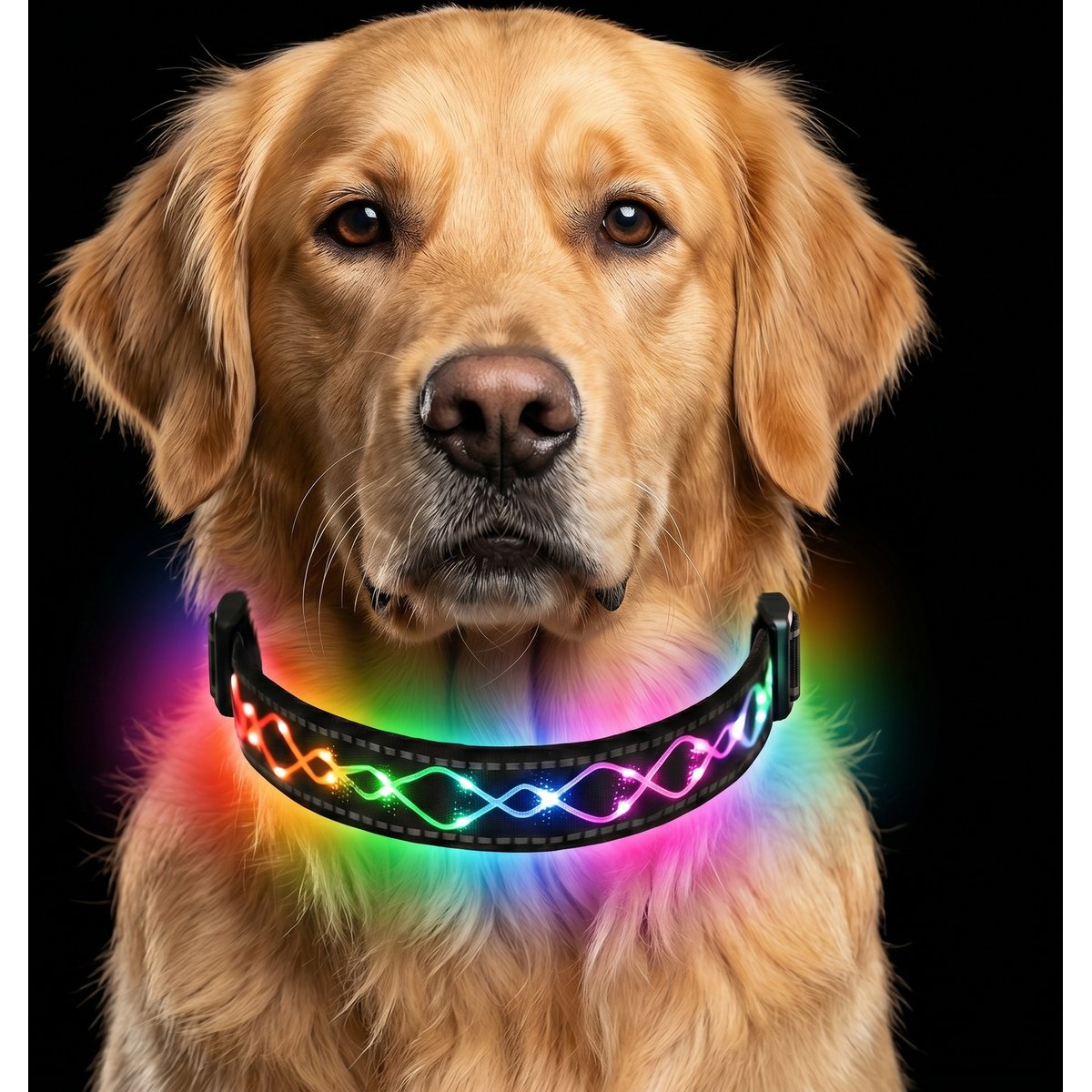 MEGAPAWS Light Up Nylon Dog Collar, Chameleon, Small: 9 to 14-in neck, 0.79-in wide