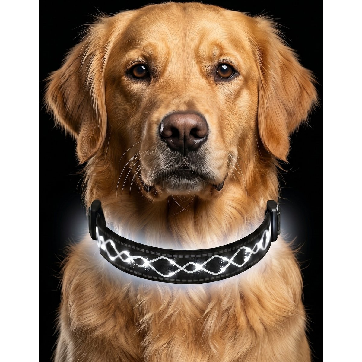 MEGAPAWS Light Up Nylon Dog Collar, White, Small: 9 to 14-in neck, 0.79-in wide