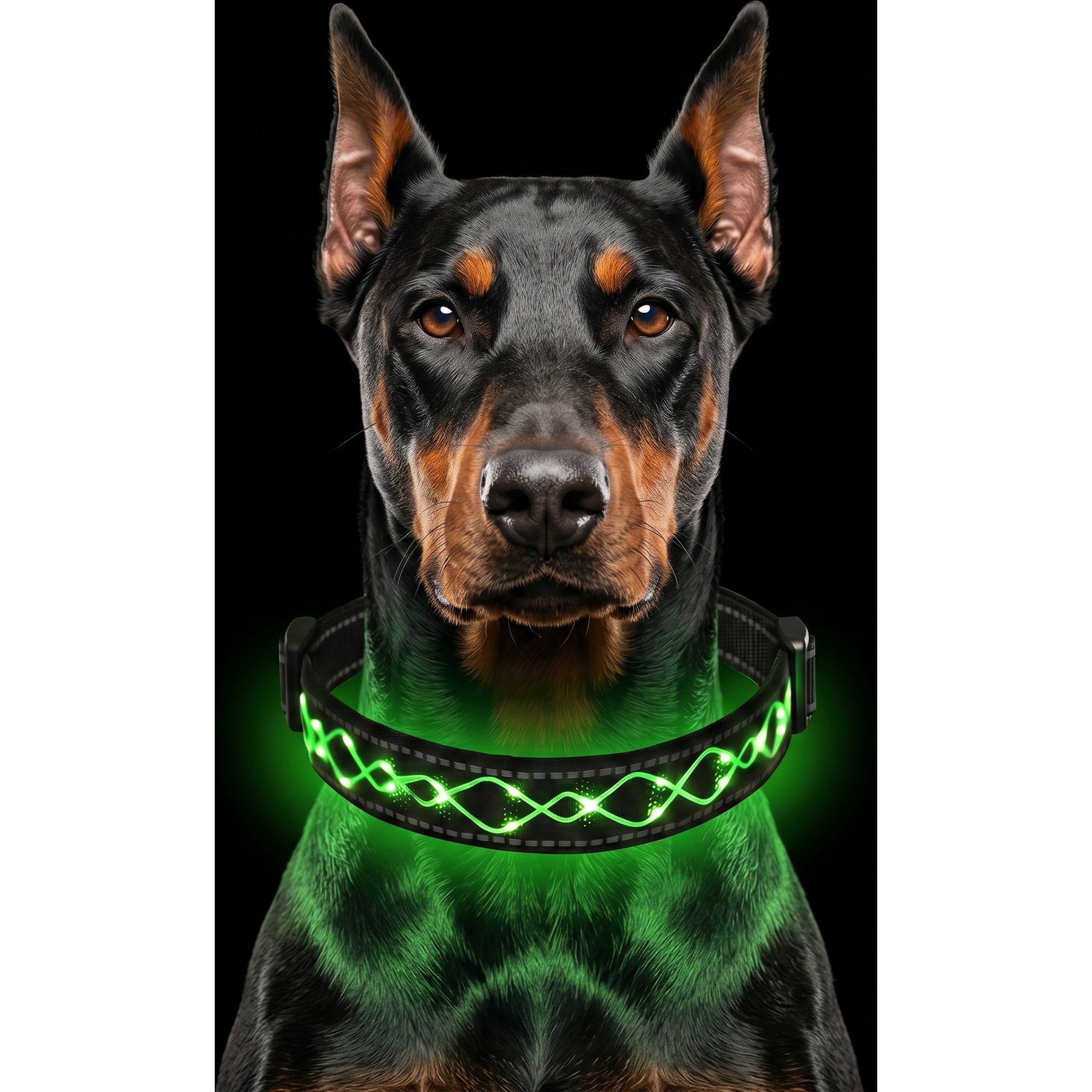 MEGAPAWS Light Up Nylon Dog Collar, Green, Medium: 13 to 21-in neck, 0.79-in wide