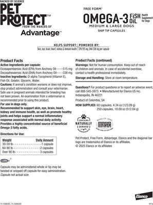 Show full view: Pet Protect Vet-Formulated Free Form Omega-3 Fish Oil Snip Tip Capsule Supplements for Medium & Large Dogs, 60 count slide 8 of 9