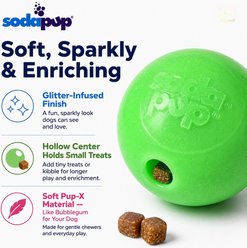 USA-K9 Soft PUP-X Rubber Floating Fetch Ball Dog Toy with Treat Dispenser, Medium, Glow-in-the-Dark Glitter slide 2 of 8