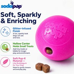 USA-K9 Soft PUP-X Rubber Floating Fetch Ball Dog Toy with Treat Dispenser, Medium, Pink Glitter slide 2 of 9
