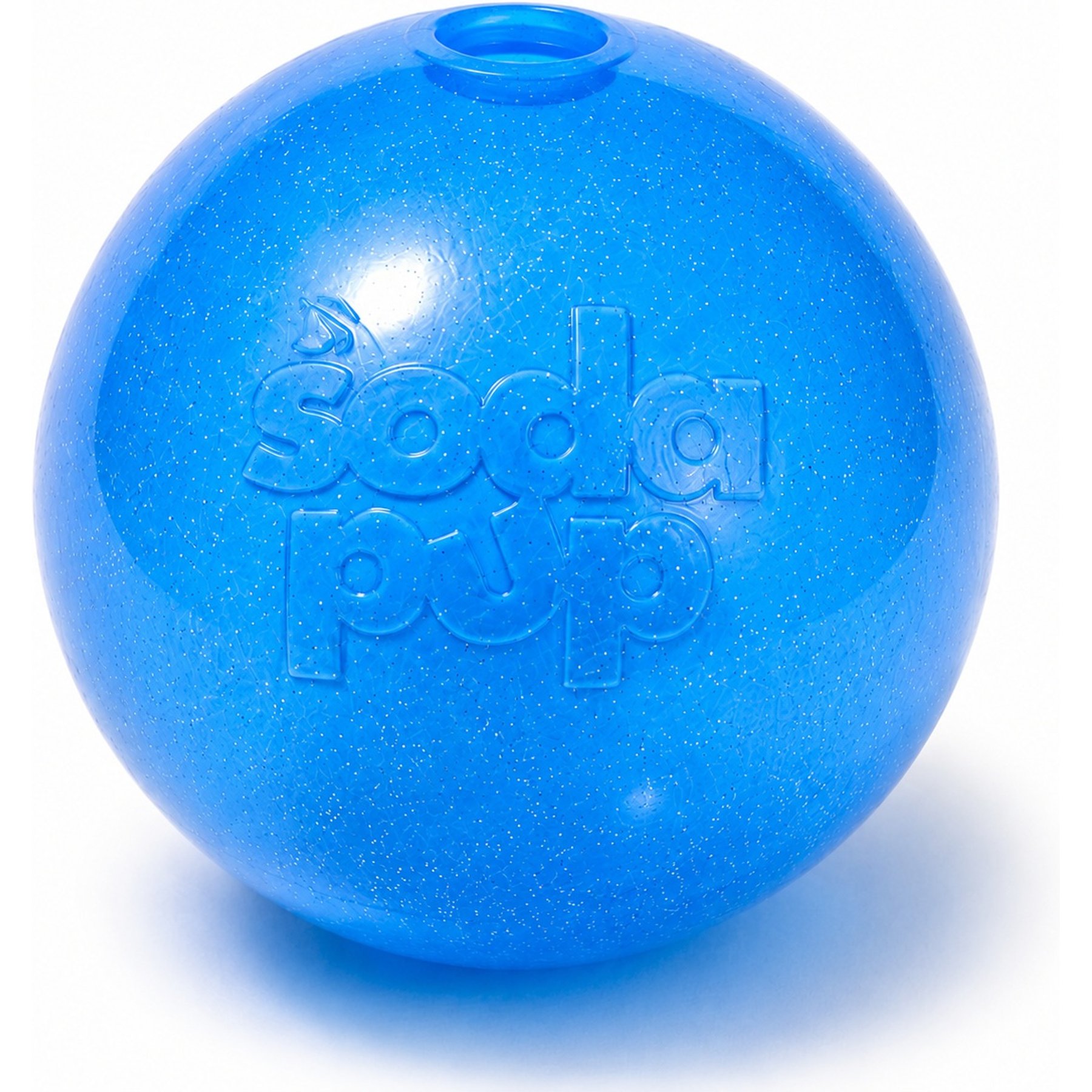 USA-K9 Soft PUP-X Rubber Floating Fetch Ball Dog Toy with Treat Dispenser, Medium, Blue Glitter