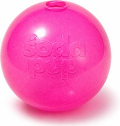 USA-K9 Soft PUP-X Rubber Floating Fetch Ball Dog Toy with Treat Dispenser, Medium, Pink Glitter