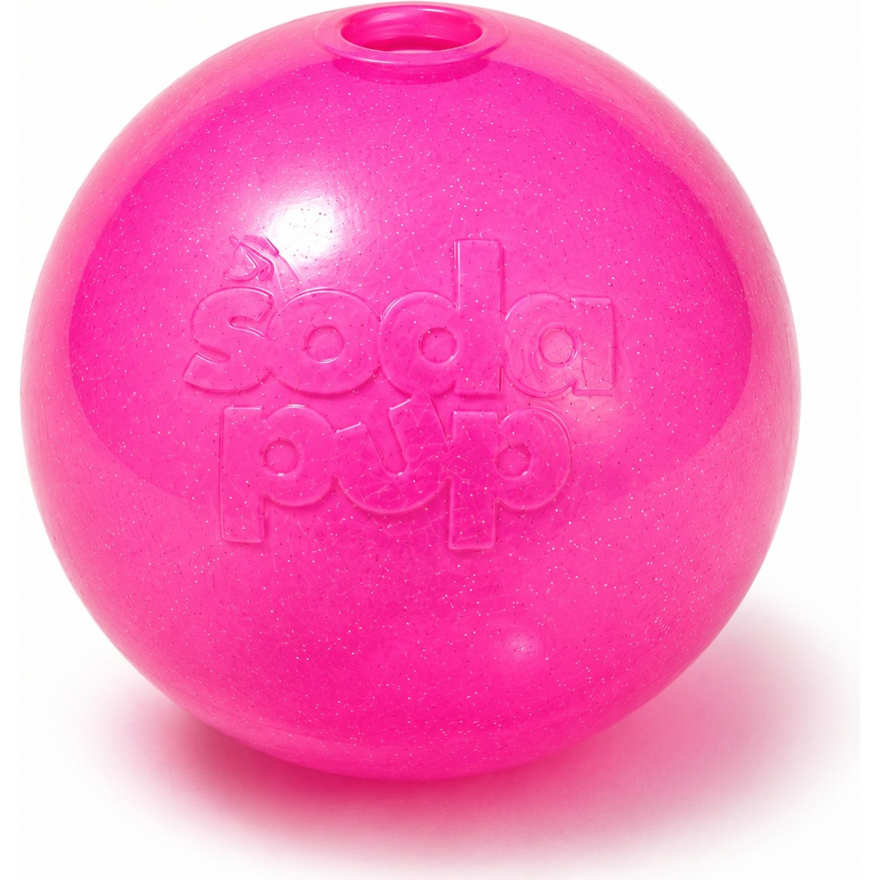 USA-K9 Soft PUP-X Rubber Floating Fetch Ball Dog Toy with Treat Dispenser, Medium, Pink Glitter