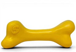 SodaPup PUP-X Durable Floats Rubber Bone Water Ball Dog Chew Toy, Yellow, Large