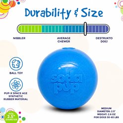 USA-K9 Soft PUP-X Rubber Floating Fetch Ball Dog Toy with Treat Dispenser, Medium, Blue Glitter slide 2 of 8