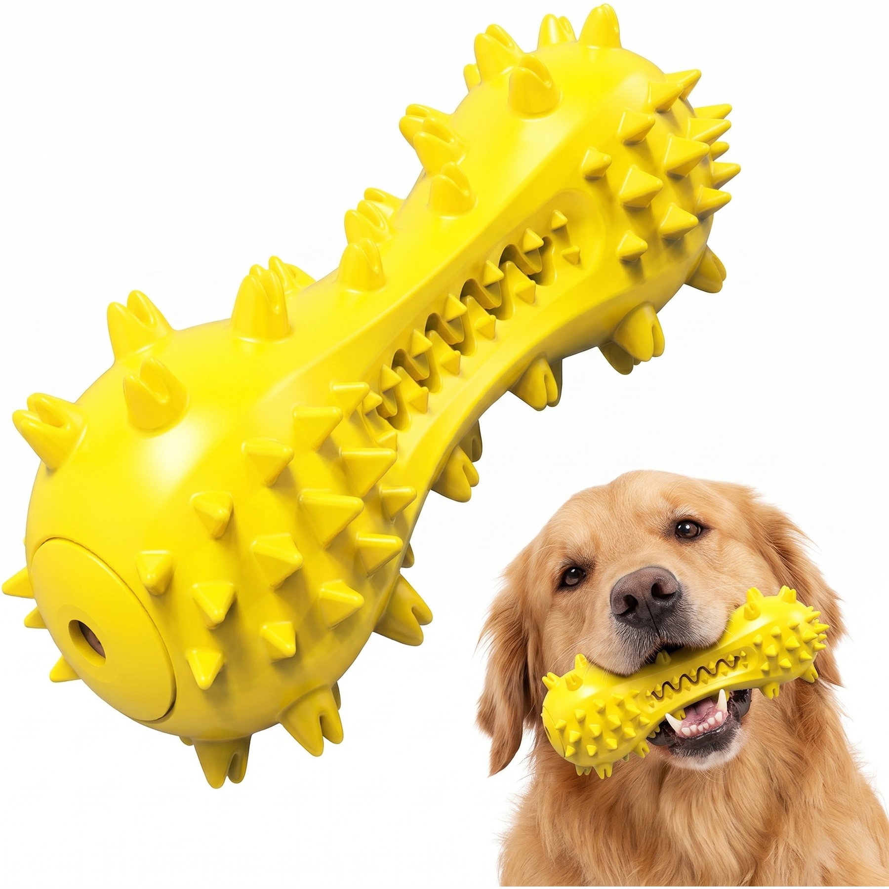 Kseroo Squeaky Dental Training Chew Dog Toy, Yellow