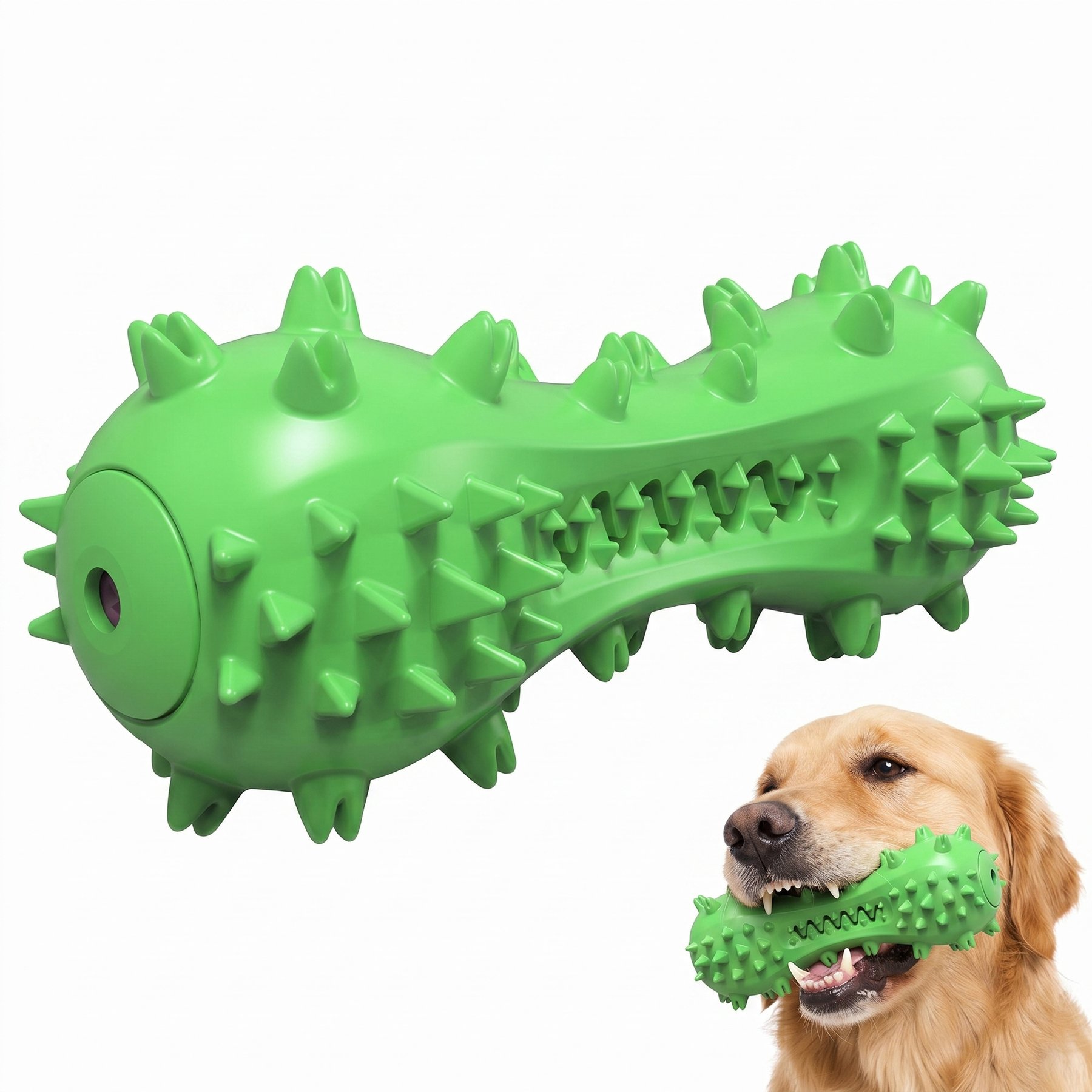 Kseroo Squeaky Dental Training Chew Dog Toy, Green