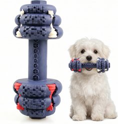Kseroo Durable Rubber Dumbbell Training Chew Toy, Blue, Small