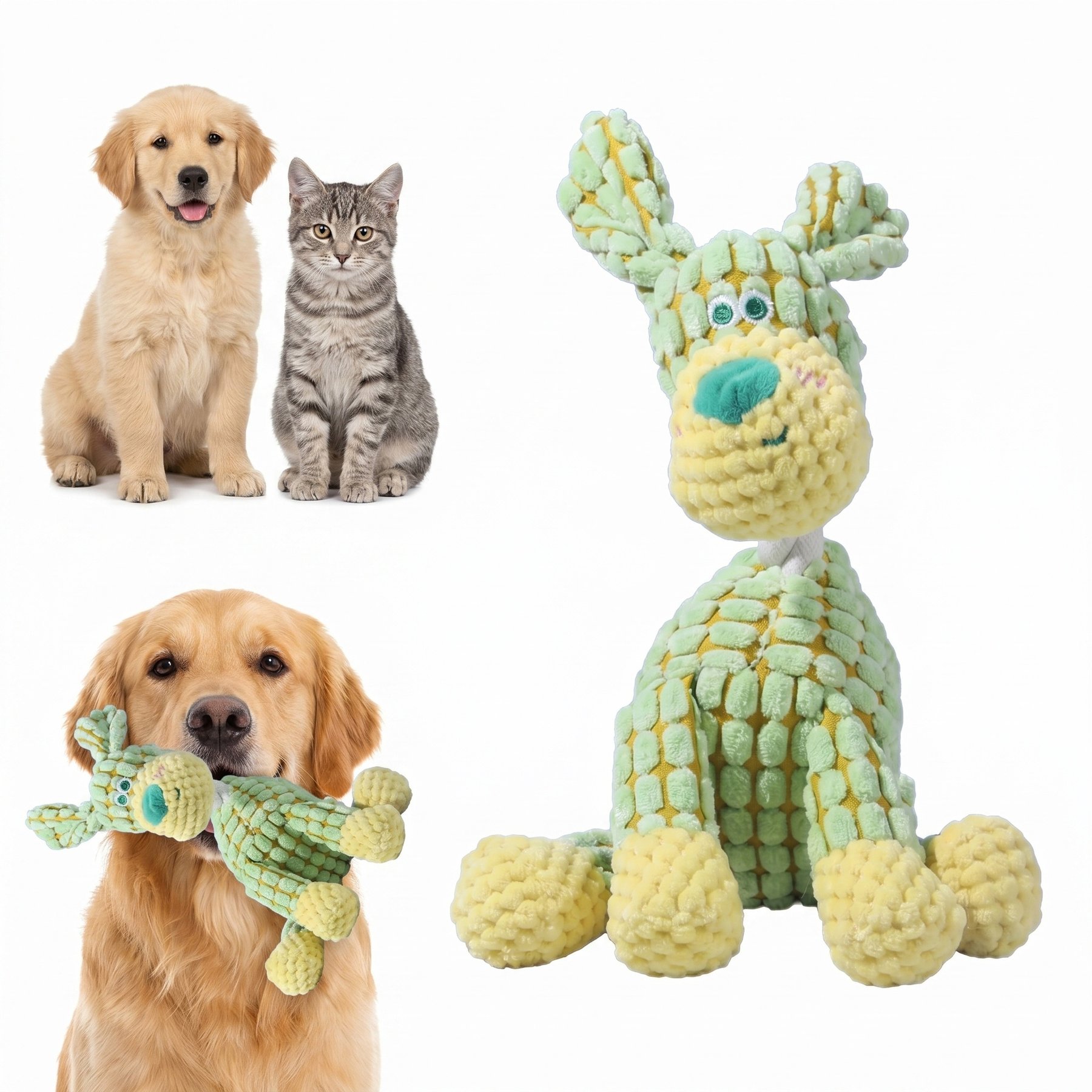 Kseroo Dog Squeaky Training Plush Dog Toy, Green