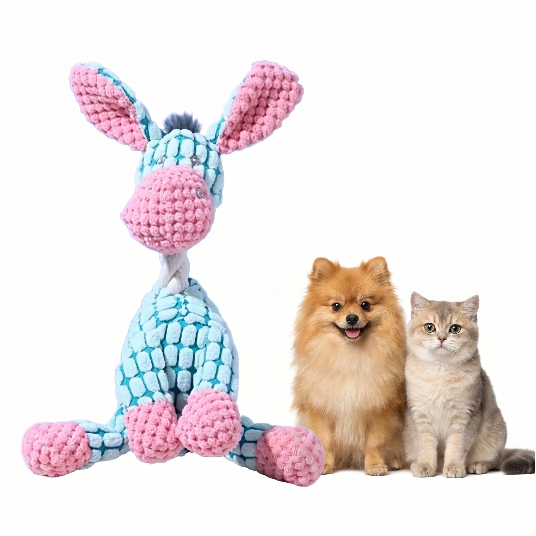 Kseroo Donkey Squeaky Training Plush Dog Toy, Blue