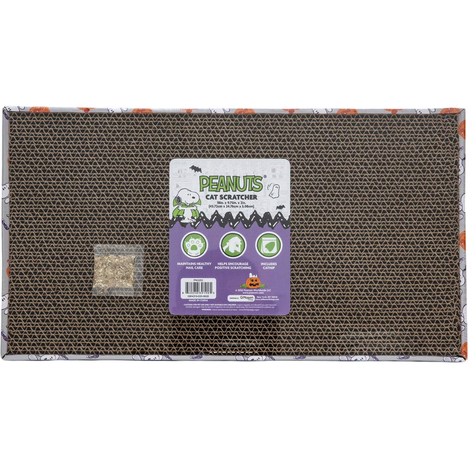 GMASON Peanuts Pumpkin Scratcher with Catnip Cat Toy, 18-in