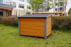 Cesicia Outdoor Indoor Solid Wooden Dog House, Brown/Yellow slide 2 of 6