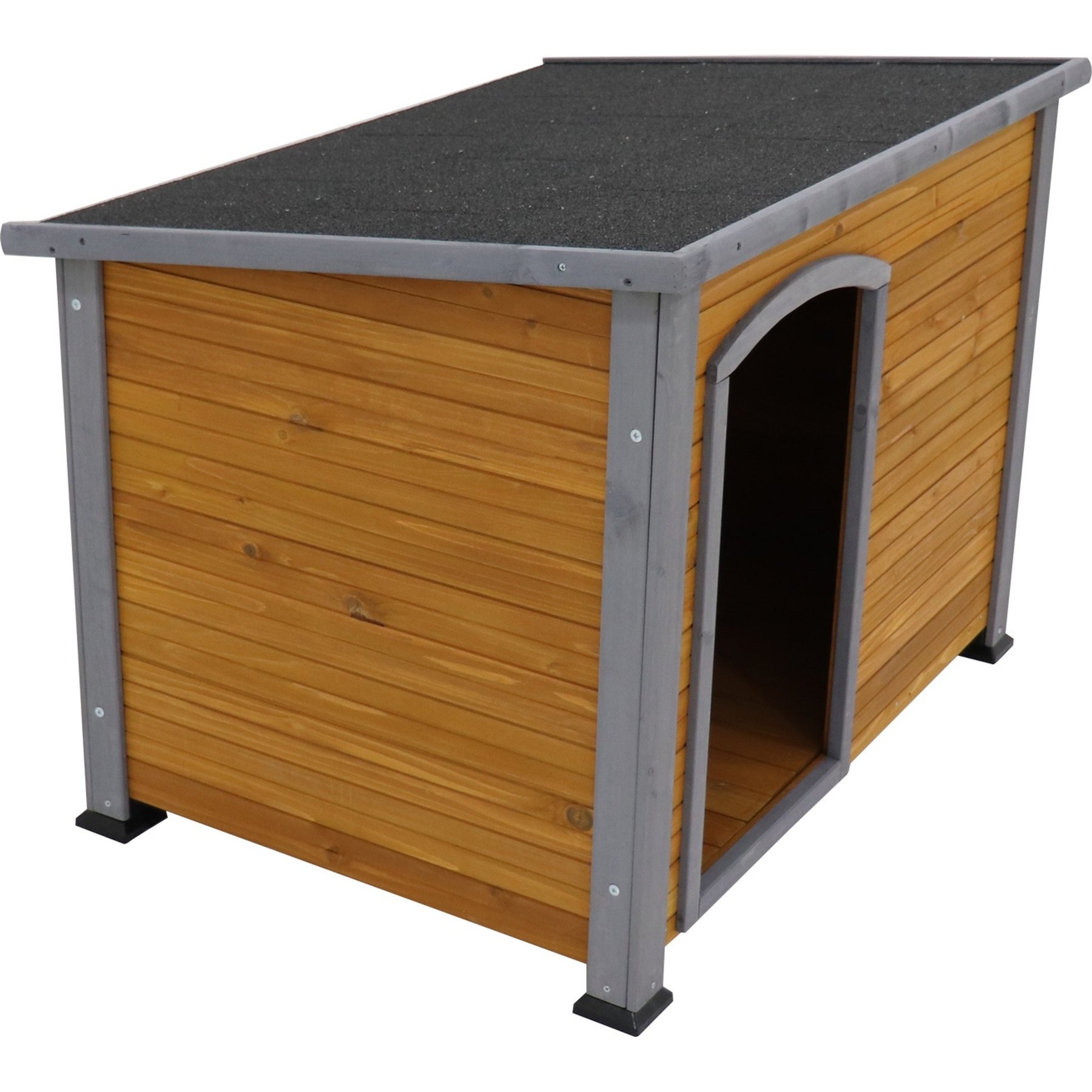 Cesicia Weatherproof Outdoor & Indoor Wooden Dog House, Natural