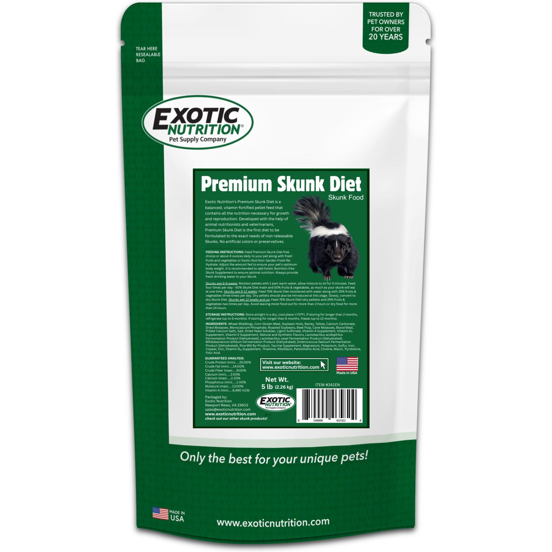 Exotic Nutrition Premium Skunk Diet Food, 5-lb bag