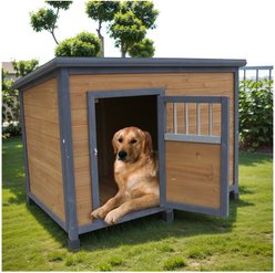 Cesicia Solid Breathable Wooden Doors Dog House, Brown
