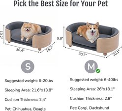 Yafylly Scandinavian Style Elevated Velvet Cushion Memory Foam Furniture Style Sofa Dog Bed, Grey, Medium slide 2 of 7