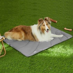 Allisandro Portable Outdoor Travel Dog Mat Lightweight Water Resistant Foldable Pet Mat with Carrying Bag, 38 x 29-in, Grey
