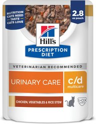 Hill's Prescription Diet c/d Multicare Feline Chicken, Vegetables & Rice Stew Wet Cat Food, 2.8-oz pouch, case of 24