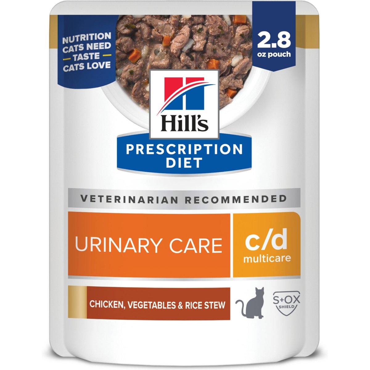 Hill's Prescription Diet c/d Multicare Feline Chicken, Vegetables & Rice Stew Wet Cat Food, 2.8-oz pouch, case of 24