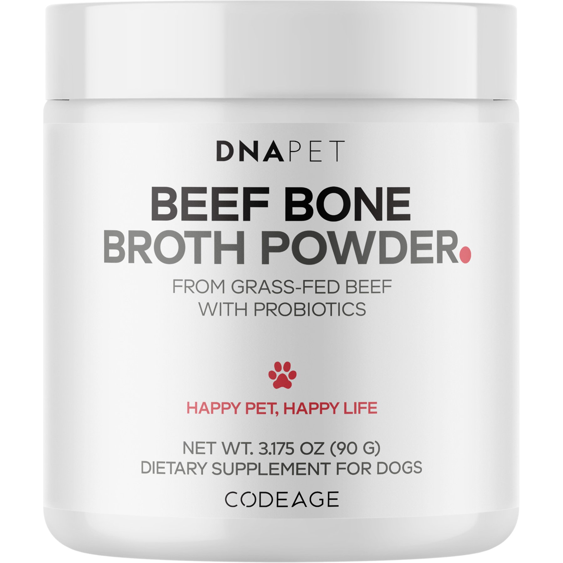 DNA Pet Beef Bone Broth Powder Digestive Aid for Dogs, 3.175-oz canister