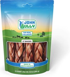 John Bully Collagen Braided 6-inch Beef Natural Dog Chew, 6 count slide 1 of 6