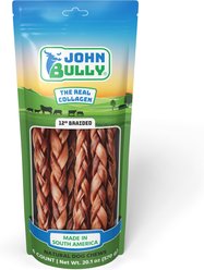 John Bully Collagen Braided 12-inch Beef Natural Dog Chew, 6 count slide 1 of 6