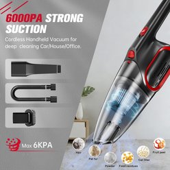 LFC PETS 809 Portable Cordless Handheld Vacuum Cleaner, 13.77 x 3.54 x 4.13-in, Black/Red slide 2 of 9