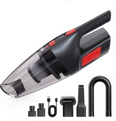 LFC PETS 902 Portable Cordless Handheld Vacuum Cleaner, 13.77 x 3.54 x 4.13-in, Black/Red
