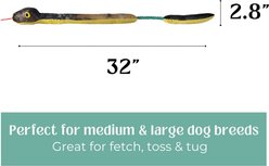 HugSmart Snake Rope Tug Squeaky Plush Dog Toy, Green, Medium/Large: 32 x 2.8 x 2.8-in slide 2 of 4