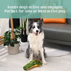 HugSmart Crocodile Squeaky Plush Dog Toy, Green, Small/Medium: 12.6 x 6.3 x 4-in slide 2 of 5