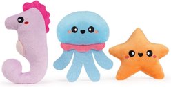 HugSmart Ocean Creatures Squeaky Variety Pack Plush Dog Toy, Multicolor, X-Small/Small: 6 x 3.5 x 1.8-in, 3 Count
