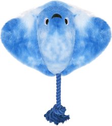HugSmart Stingray Plush Squeaky Rope Tug Dog Toy, Blue, Medium/Large: 12.5 x 11.8 x 3.2-in