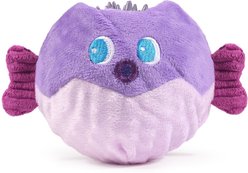 HugSmart Squeaky Spiky Plush Puffer Fish Exercise Ball Dog Toy, Purple, Medium: 4 x 6.3 x 5-in