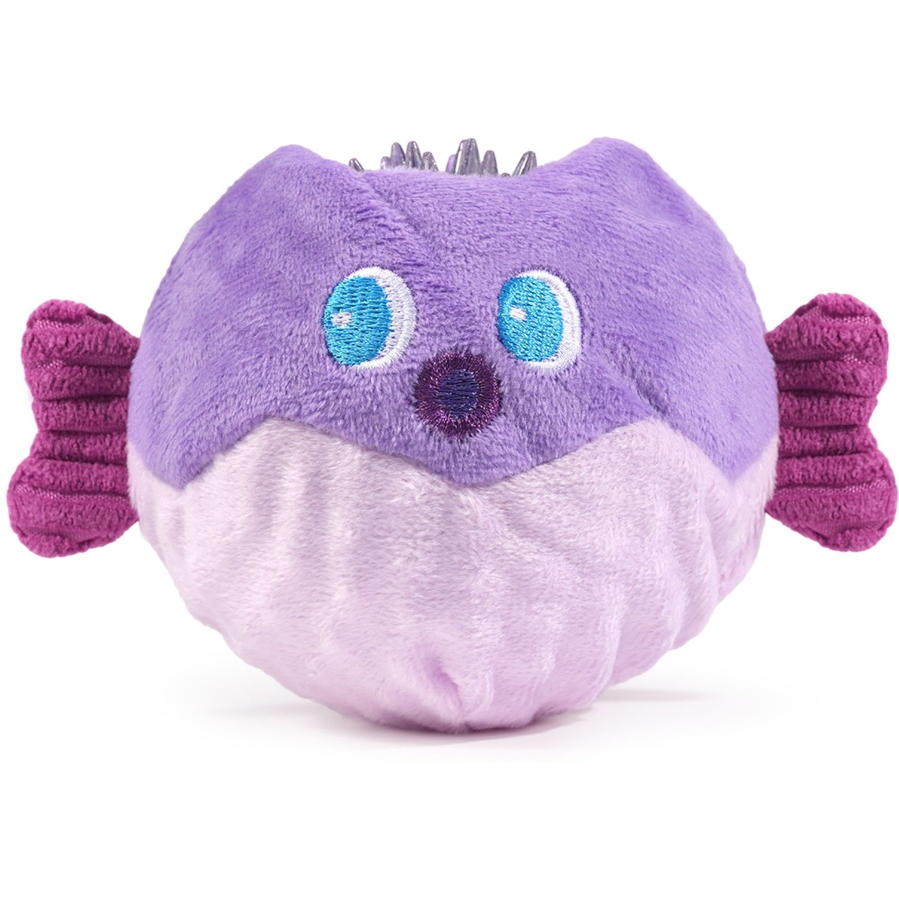 HugSmart Squeaky Spiky Plush Puffer Fish Exercise Ball Dog Toy, Purple, Medium: 4 x 6.3 x 5-in