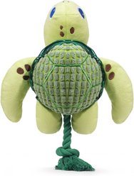 HugSmart Sea Turtle Plush Squeaky Rope Tug Dog Toy, Green, 14 x 11.8 x 3.2-in