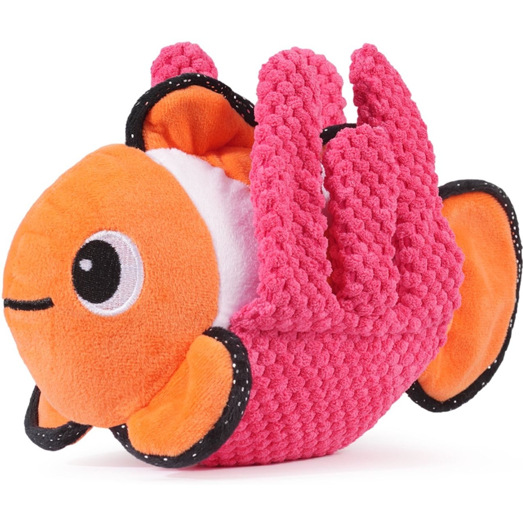 HugSmart Clown Fish Squeaky Crinkle Plush Dog Toy, Multicolor, Small/Medium: 6.8 x 10.2 x 3.2-in