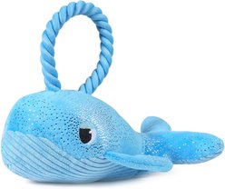 HugSmart Whale Plush Squeaky Rope Tug Dog Toy, Blue, Medium/Large: 7.5 x 11.8 x 6.3-in
