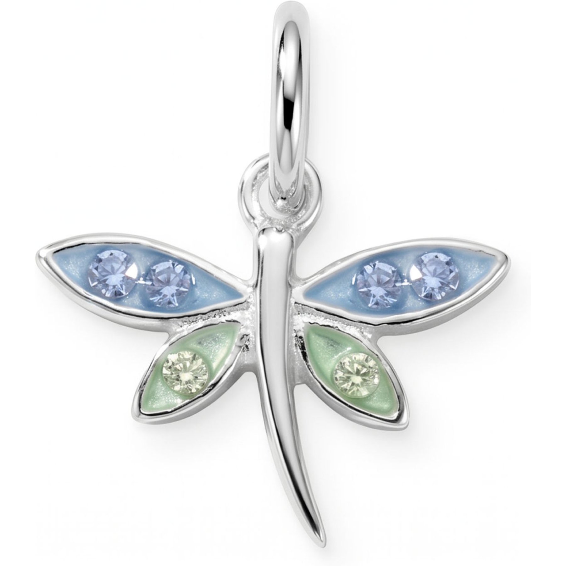 Best FURever Friends Sterling Silver Dainty Dragonfly with Crystal Accents Charm