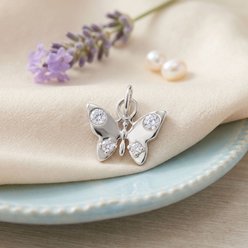 Best FURever Friends Sterling Silver Dainty Butterfly with CZ Accents Charm slide 2 of 3