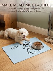 furrybaby Waterproof Leather Cool Dog & Cat Placemat with Sunglass, Light Blue, Small slide 2 of 9