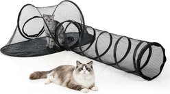 SMONTER Portable Indoor & Outdoor Breathable Mesh Escape Proof Polyester Cat Exercise Tent with Tunnel & Carry Bag, Black, 47.2 x 24.8 x 19.7-in