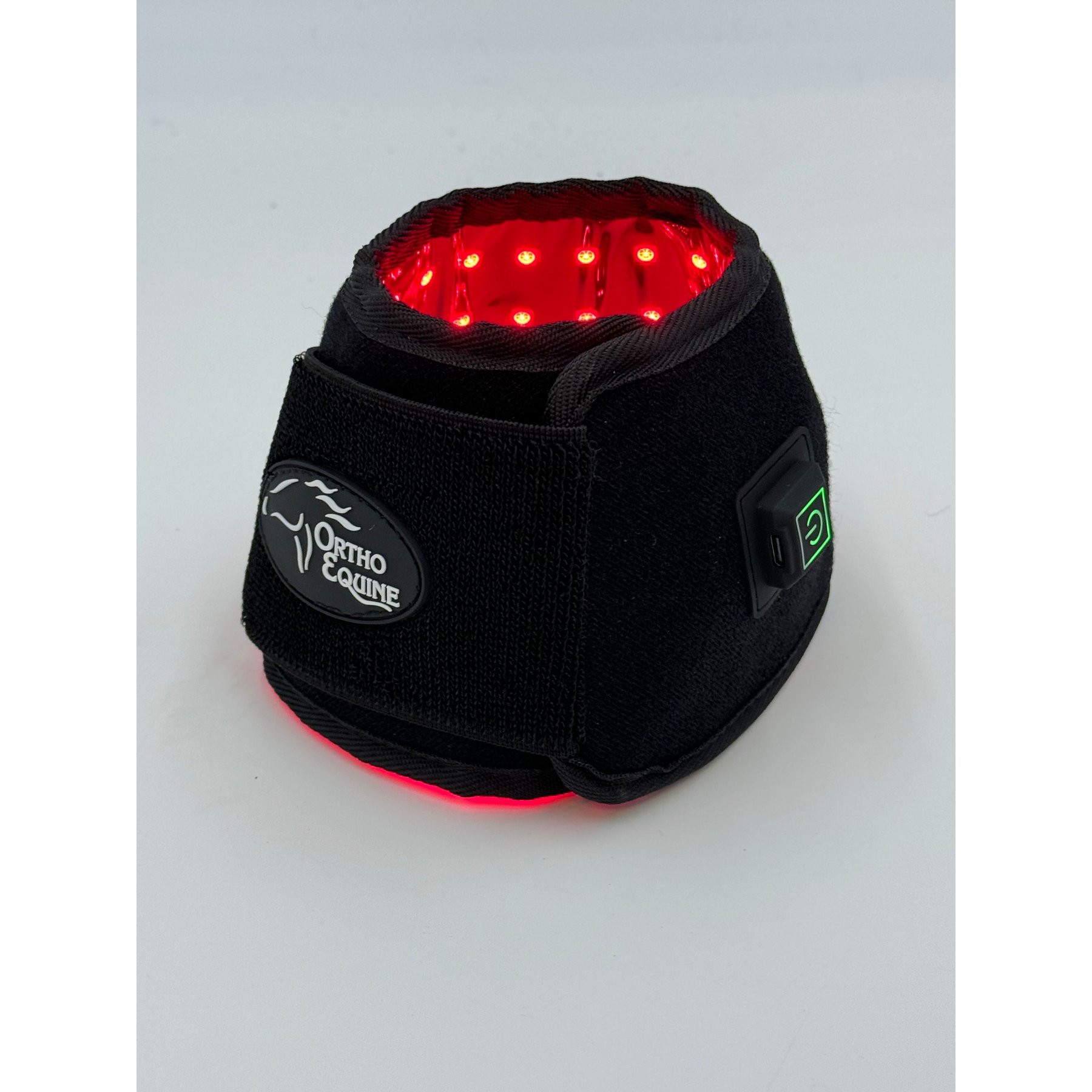 ORTHO EQUINE Red Light Horse Wraps Therapy Bell Boot Pair, Black