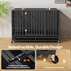 Xbrigh Ultra-Durable Vandal-Resistant Indoor Double Door Dog Crate, Black, 48-inches slide 2 of 9