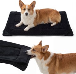 Bedsure Chew Resistant Crate Dog Mat Bed with Reinforced Corners, Black, L-CRATE