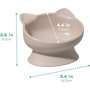 Kitty City Polypropylene Cat Ear Elevated Bowls, Pink & Teal Blue, 6.5-oz, 2 count